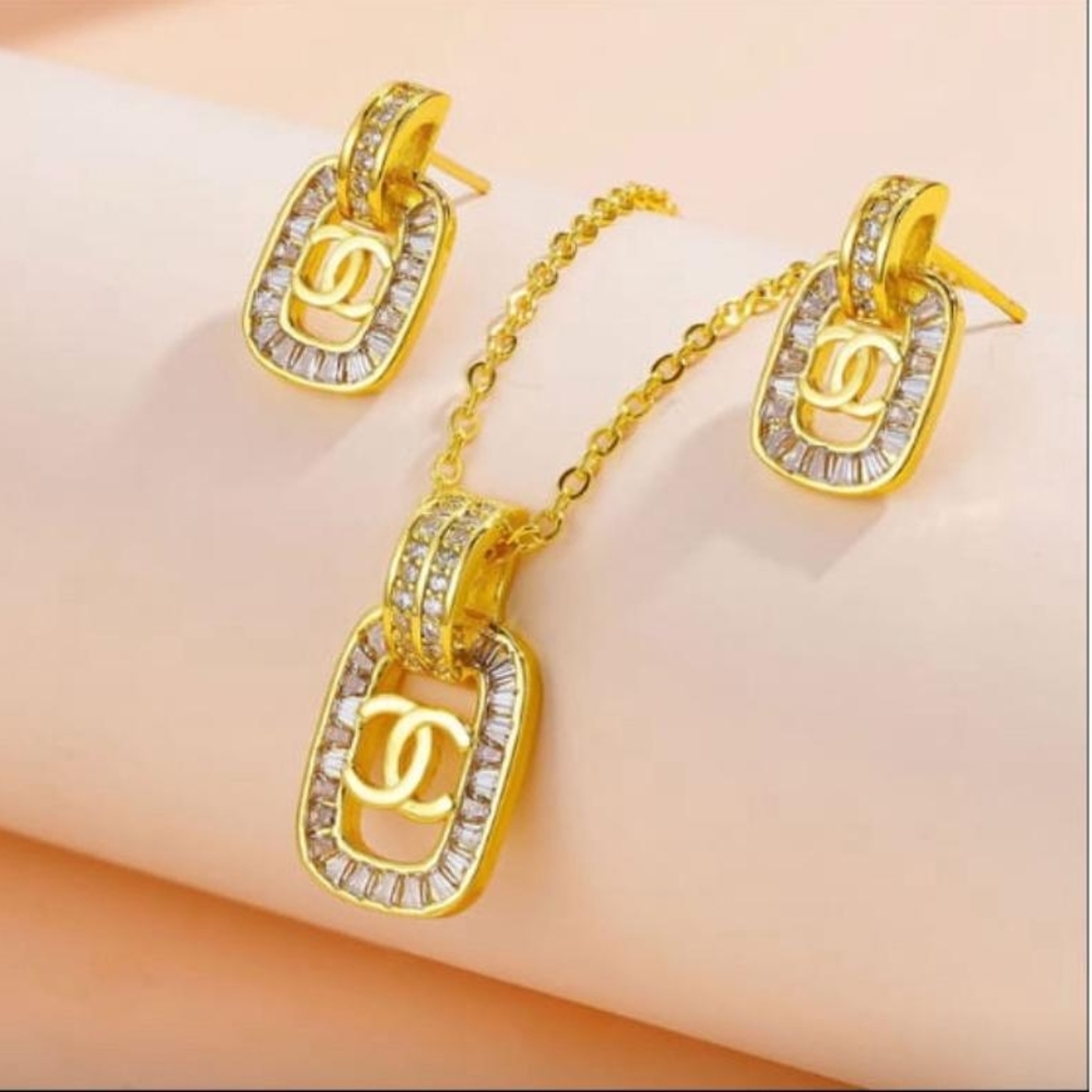 Gold Jewelry Set Material Brass For Women.